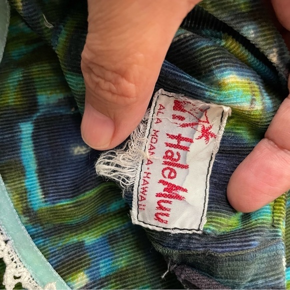 VTG Hale Muu Hawaiian Abstract Tiki Muumuu Dress Artsy 60s 70s *see msrmts - Picture 6 of 11